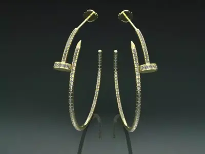 NAIL EARRING WITH THE STONES  3D PRINT MODEL 3D print model