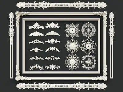Classic carvings moldings and gypsum cornice 2 3D model