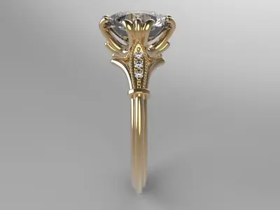solitaire ring 3D print model 9