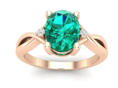 AV 574 Oval and Round Diamond Ladies Engagement Ring 3D print model