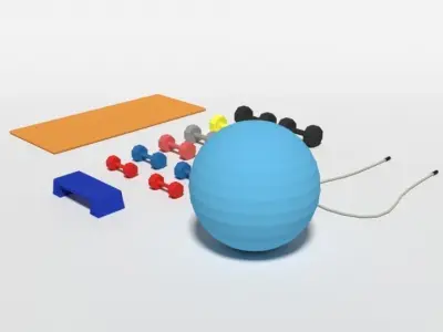 Low Poly Cartoon Gym Equipment Low-poly 3D model