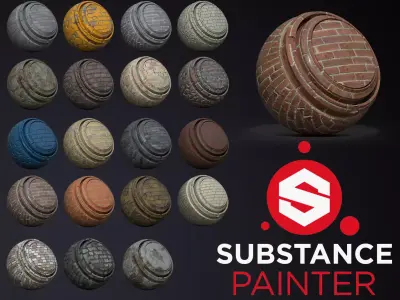 Free Substance Painter 20 X Brick and Walls Smart Materials Free 3D model