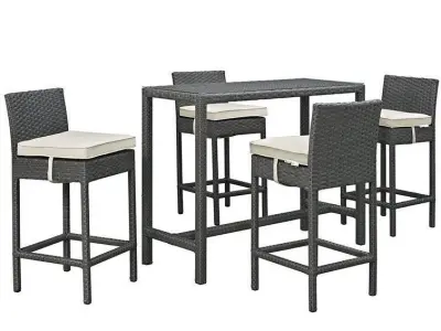  Long Bar Height Dining Set with Cushions 3D model