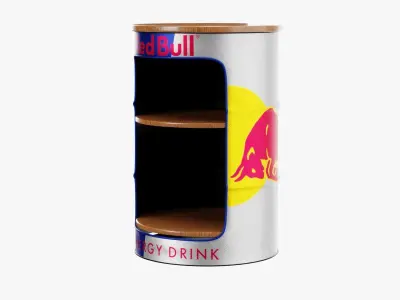 Redbull Barrel Low-poly 3D model