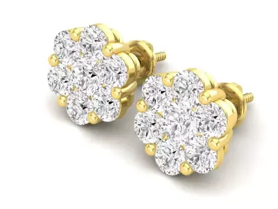 AV 686 Diamond cluster earrings for woman 3D print model