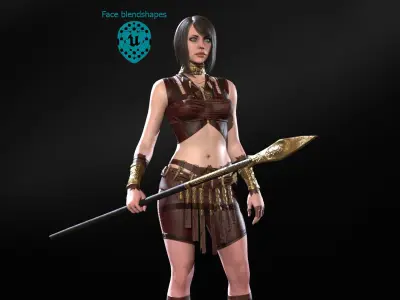 DefenderGirl 3 Low-poly 3D model