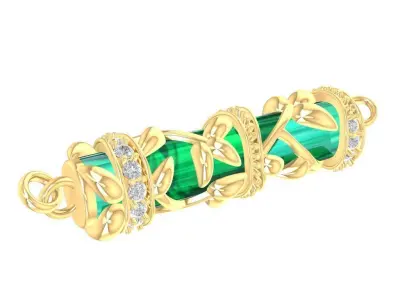 Cylinder Gemstone Floral Gold Pendant Jewelry 2204 3D print model