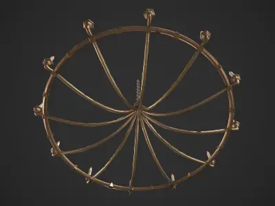Golden Chandelier Low-poly 3D model