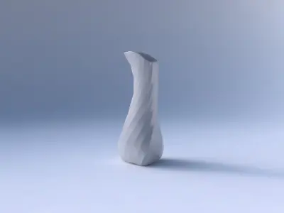 Vase puffy bent triangle with twisted bands 3D print model
