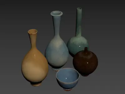 Ceramic Vases Set 2 by Berndt Friberg 3D model