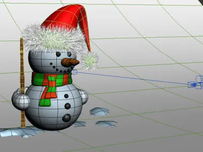Snowman cartoon Low-poly 3D model