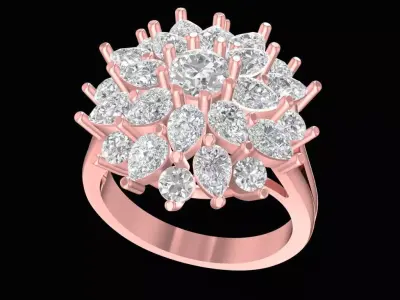 Luxury Multi Layer Flower Diamond Ring for Women 2423 3D print model