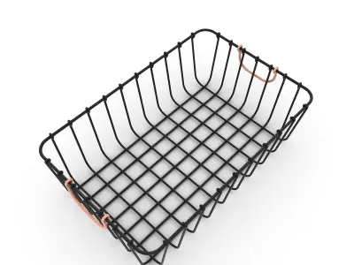 Antique Pewter Decorative Wire Basket 3D model