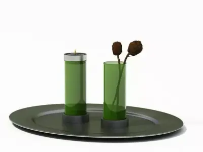 Small Green Glass Vases 3D model