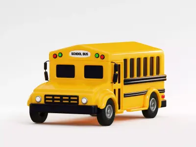 Cartoon School bus Low-poly 3D model