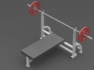 Chest press bench press Barbell gym 3D model
