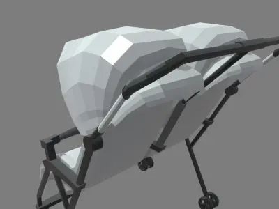 Low Poly Baby Double Stroller Low-poly 3D model
