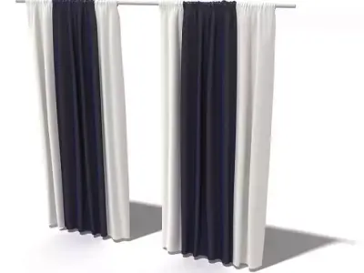 Long Black And White Curtains 3D model