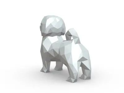 Maltese dog low poly 3D print model