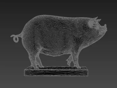 Pig Sculpture animal decoration copper pig sow 3D model