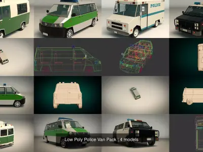 Low Poly Police Van Pack