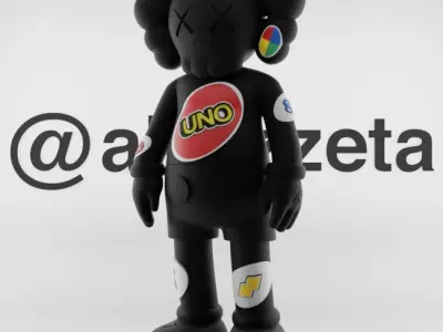 Kaws UNO Textured Low-poly 3D model