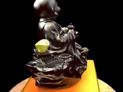 Chinese gold Ingot and monk  3D model