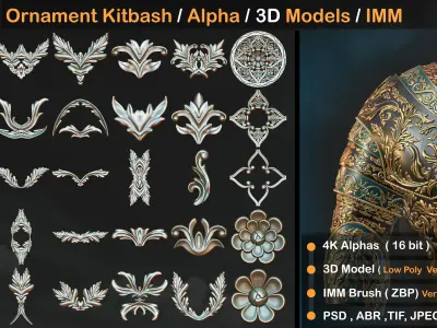 120  Ornament Kitbash - Alpha -3D Models - IMM  vol 02 Low-poly 3D model