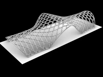 Pavilion Triangulated Wireframe Architecture Parametric v4 3D model