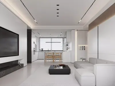 Modern living room dining room interior scenes 343 3D model