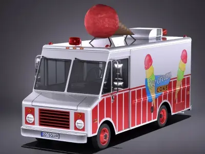 Ice Cream Truck with interior 3D model