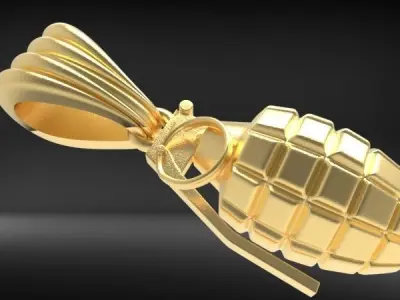 Grenade Pendant Gold Silver Platinum Luxury Jewelry  3D print model