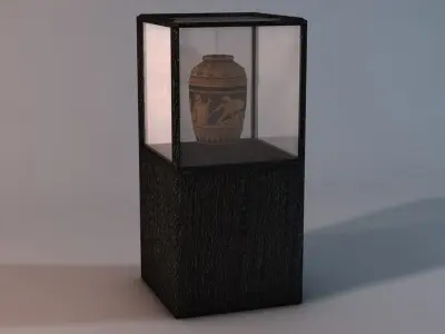 Display case with vase Low-poly 3D model
