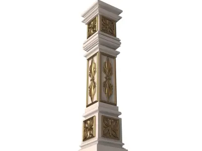 Stair Baluster 05 White Low-poly 3D model