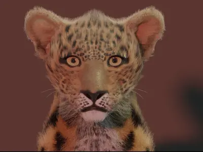 Jaguar leopard puma Panthera Onca with Fur 3D model