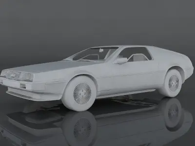 Delorean DMC 12 Low-poly 3D model