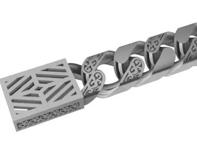 stylized cuban chain with lock 10mm 3D print model