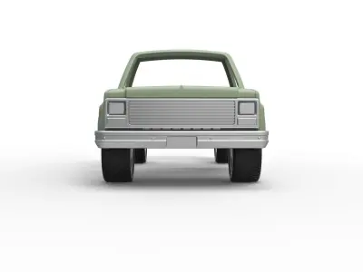 Shell 1980 Chevrolet C10 with style grid Scale 1 to 25 3D print model