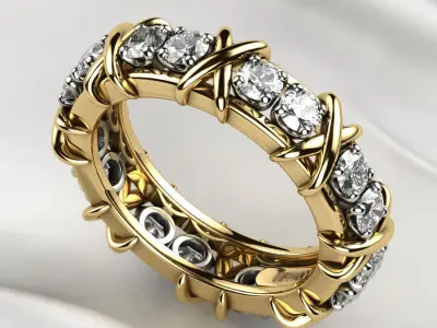 X Ring 3mm Stones Gold 3D print model