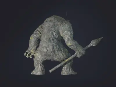 Warrior Bear Statue Low-poly 3D model