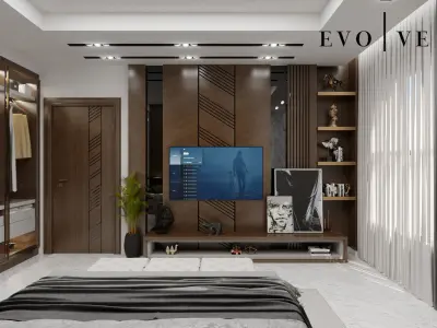 modern master bedroom interior by evolve Low-poly 3D model
