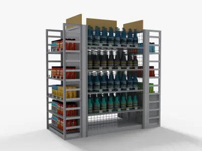 Supermarket Bottle Shelve  Low-poly 3D model