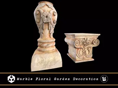 Marble Floral Garden Decoration Low-poly 3D model 3