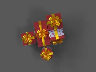 Gift box  Game Ready Low poly 3D Model collection Low-poly 3D model