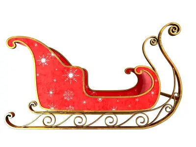 Christmas Santa Claus sleigh best holiday attribute Low-poly 3D model