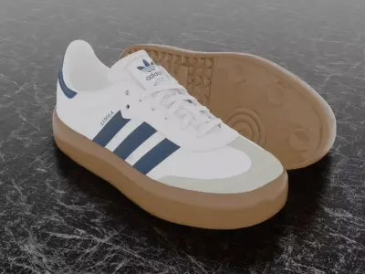 ADIDAS SAMBA OG - BLUE 3D SHOES Low-poly 3D model