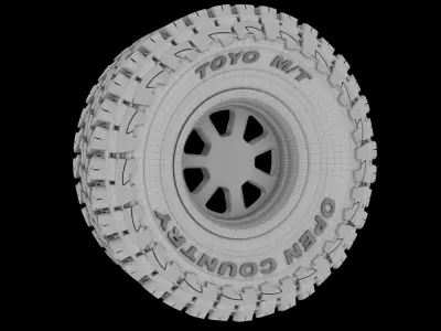 Full Tire Set - Toyo Open Country  TIRE and RIMS 3D print model