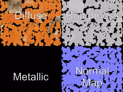 Orange Coral Sculpture model pack Low-poly 3D model