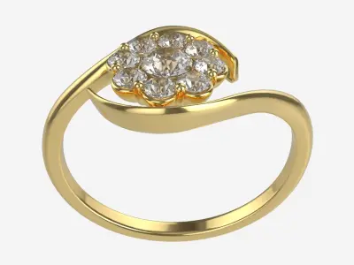 Gold Diamond Ring Jewelry 05 3D model