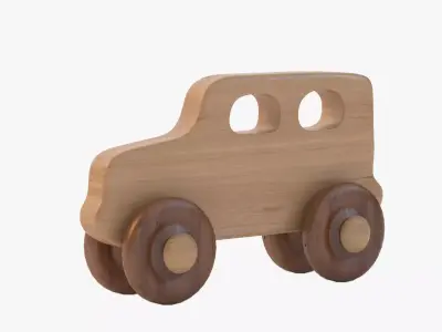 Kid Wooden Toy Car 3D model